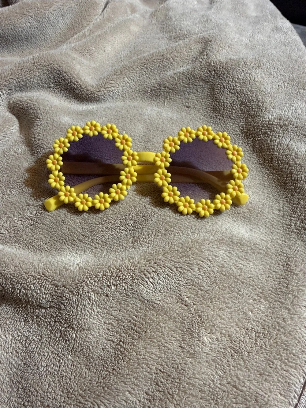 Kids Yellow Daisy Round Sunglasses with Purple Lenses
